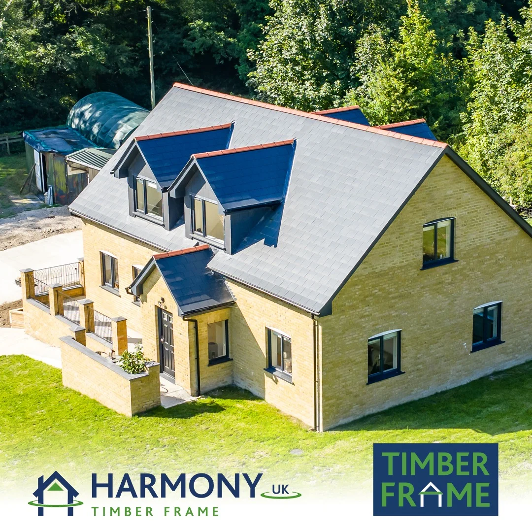 Ariel shot of large house surrounded by grass and trees