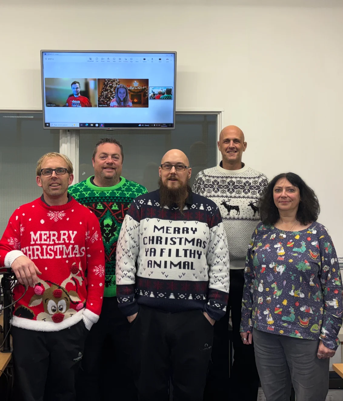 Harmony Timber team members with their Christmas jumpers on
